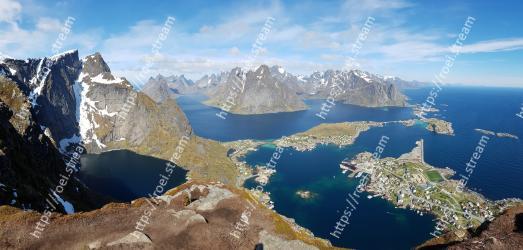 Mountainous landforms, Mountain, Mountain range, Natural landscape, Glacial lake, Sky, Lake, Fjord, Alps, Wilderness Reine