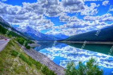Natural landscape, Nature, Mountainous landforms, Mountain, Body of water, Sky, Highland, Lake, Reflection, Blue 