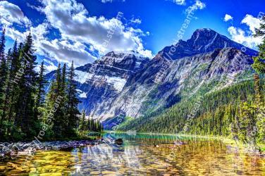 Mountain, Mountainous landforms, Natural landscape, Nature, Reflection, Wilderness, Sky, Mountain range, Water, Lake Mount Edith Cavell