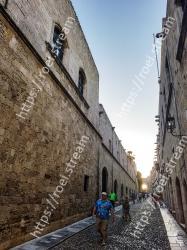 People, Wall, Street, Town, Sky, Architecture, Cobblestone, Neighbourhood, Road, Urban area Medieval City of Rhodes